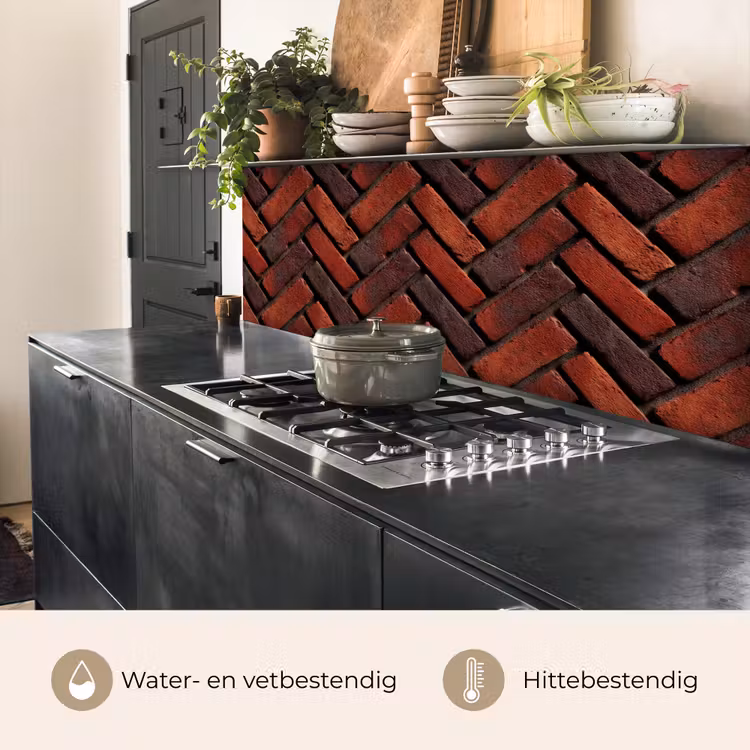 Keuken achterwand - Bakstenen - Visgraat - Structuur - Roodbruin — 3