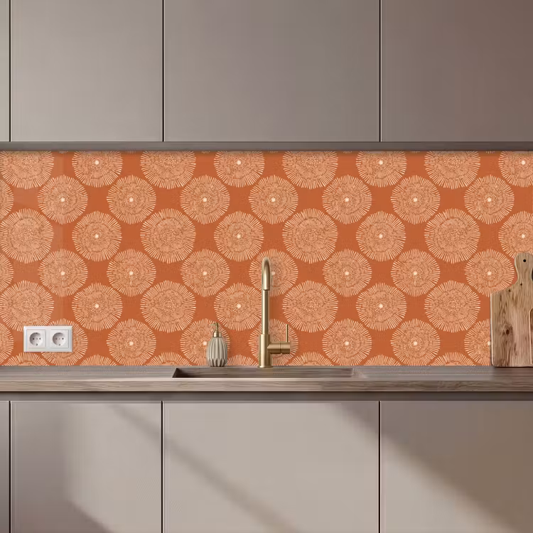 Keuken achterwand - Cirkels - Grafisch - Patroon - Terracotta — 1