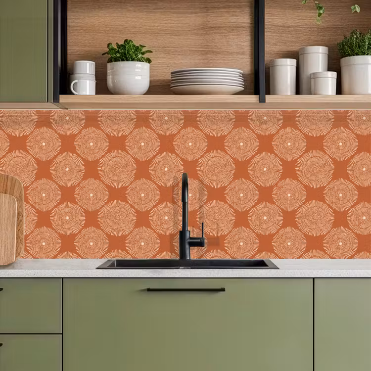 Keuken achterwand - Cirkels - Grafisch - Patroon - Terracotta — 5