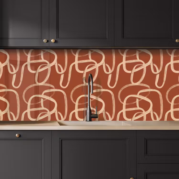 Keuken achterwand - Lijnen - Abstract - Organisch - Terracotta - Crème — 6