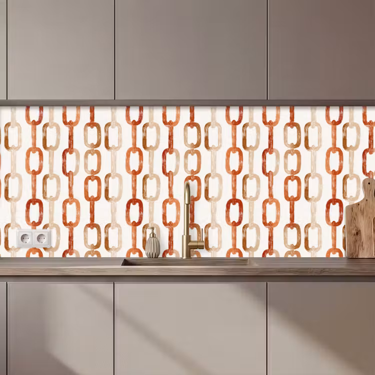 Keuken achterwand - Schakels - Patroon - Aquarel - Terracotta — 1