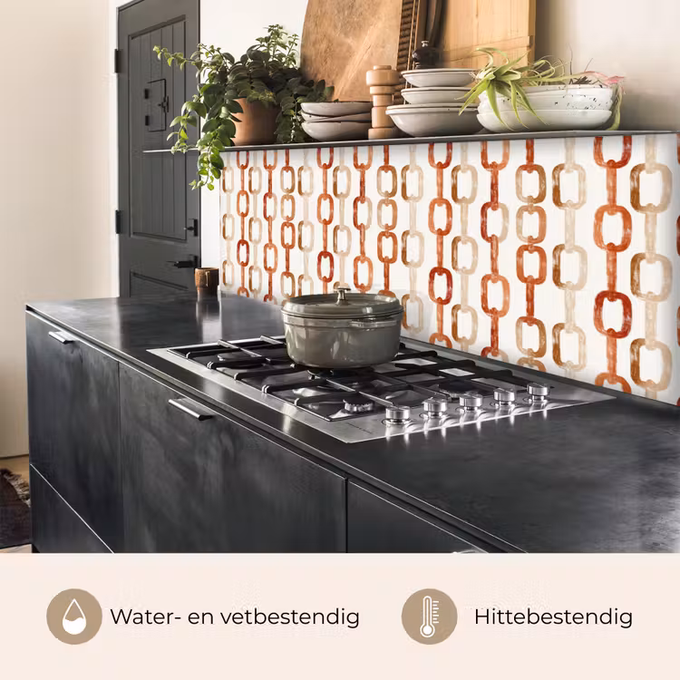Keuken achterwand - Schakels - Patroon - Aquarel - Terracotta — 3