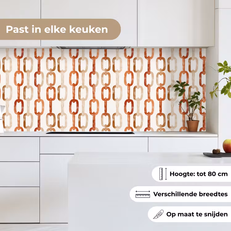 Keuken achterwand - Schakels - Patroon - Aquarel - Terracotta — 4