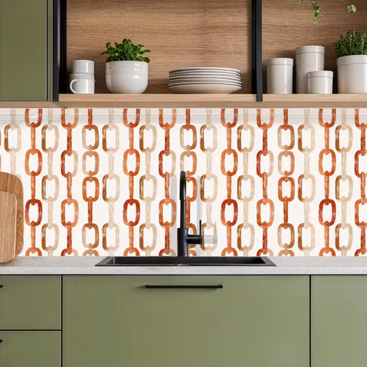 Keuken achterwand - Schakels - Patroon - Aquarel - Terracotta — 5