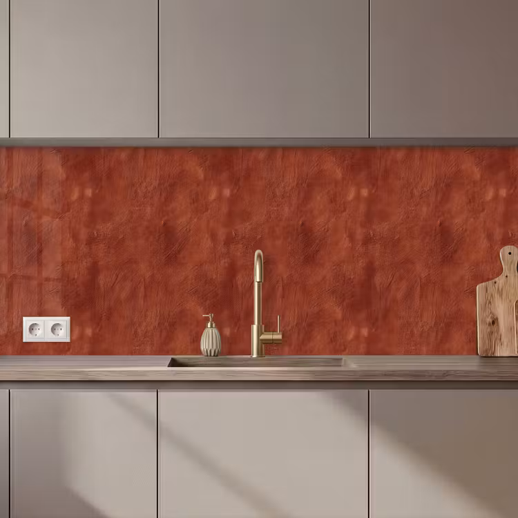 Keuken achterwand - Stucwerk - Textuur - Terracotta — 1