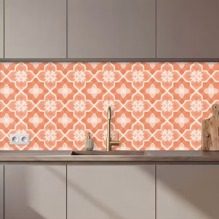 Keuken achterwand - Tegelpatroon - Arabesk - Vintage - Terracotta — 1