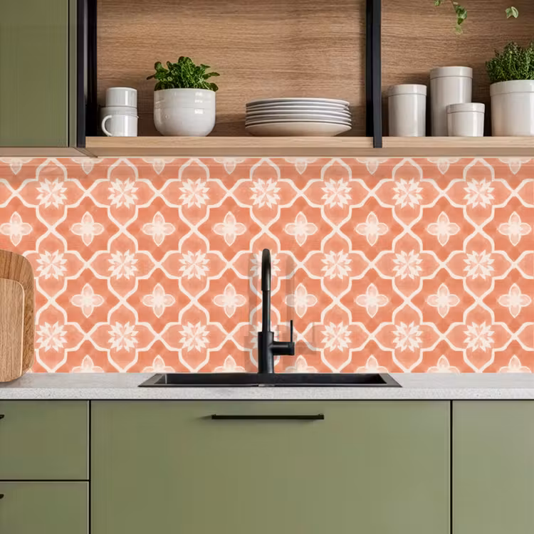 Keuken achterwand - Tegelpatroon - Arabesk - Vintage - Terracotta — 5