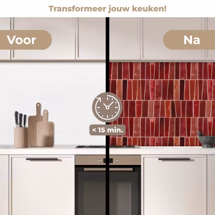 Keuken achterwand - Tegels - Modern - Structuur - Dieprood — 2