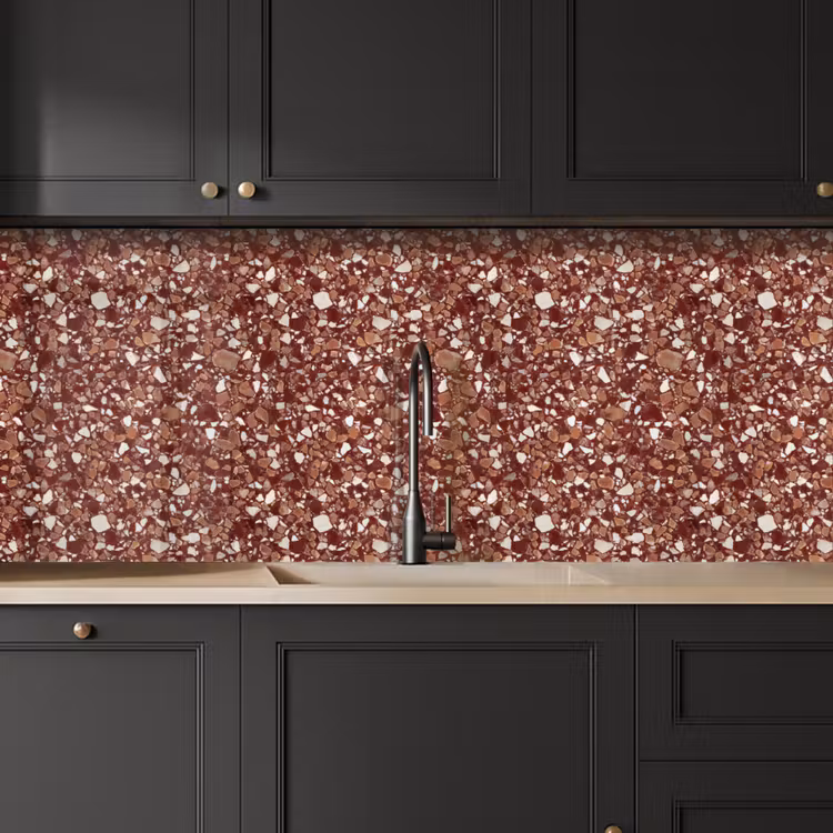 Keuken achterwand - Terrazzo - Patroon - Steentextuur - Roodbruin — 6