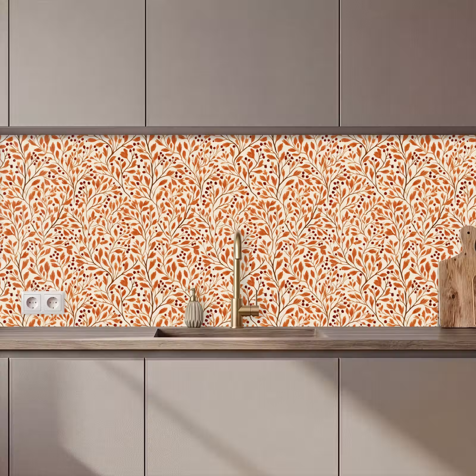 Keuken achterwand - Bladeren - Botanisch - Terracotta — 1