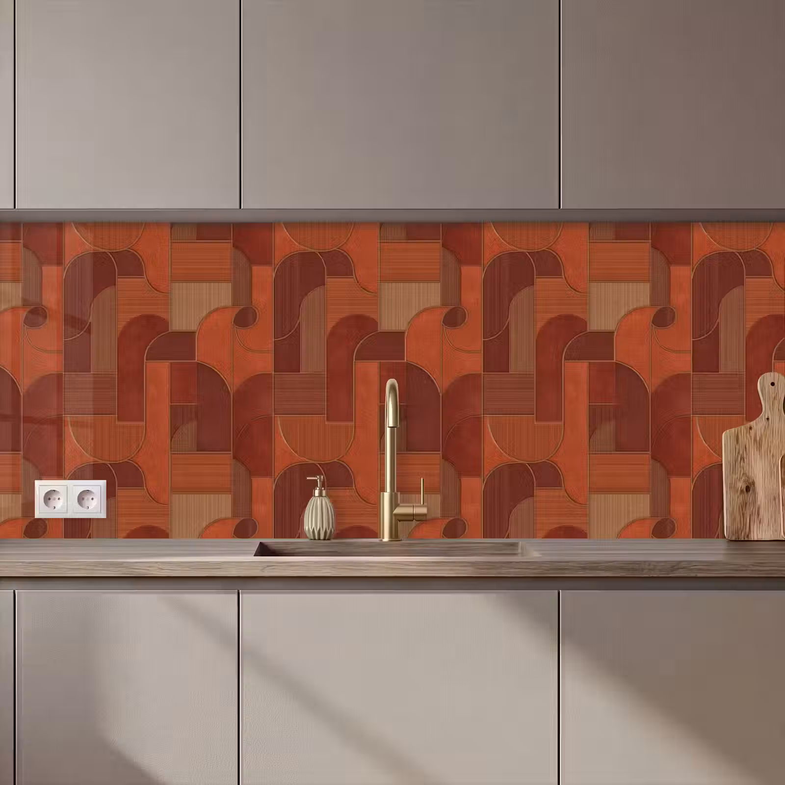 Keuken achterwand - Geometrisch - Abstract - Textuur - Bruin — 1