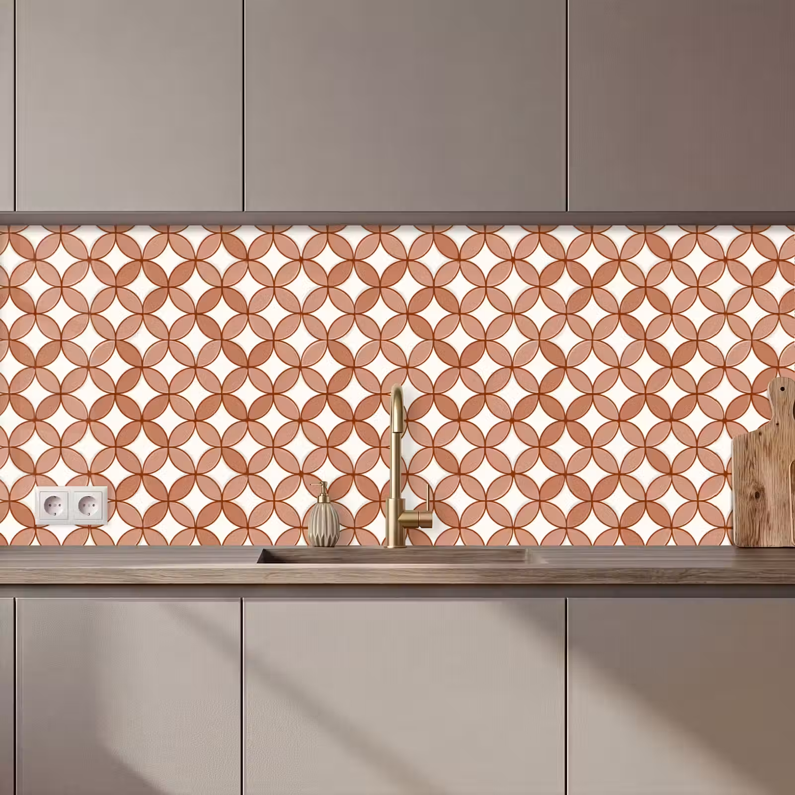 Keuken achterwand - Geometrisch - Cirkels - Modern - Terracotta — 1