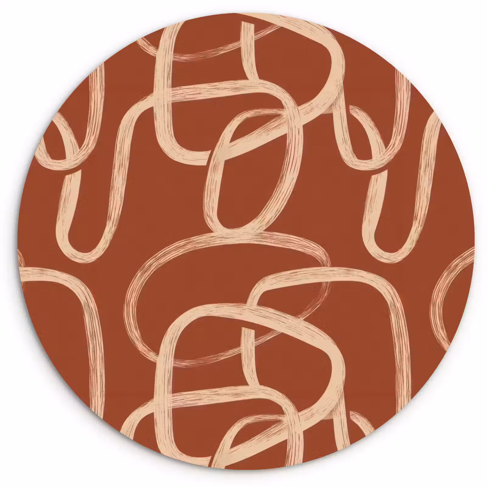 Muurcirkel - Lijnen - Abstract - Organisch - Terracotta - Crème — 1