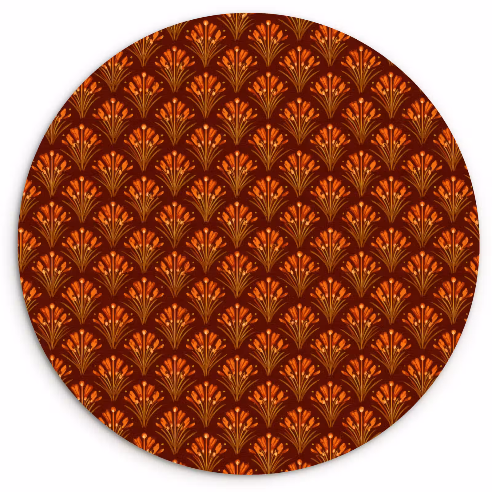 Muurcirkel - Waaiers - Art Deco - Botanisch - Roestbruin - Oranje — 1
