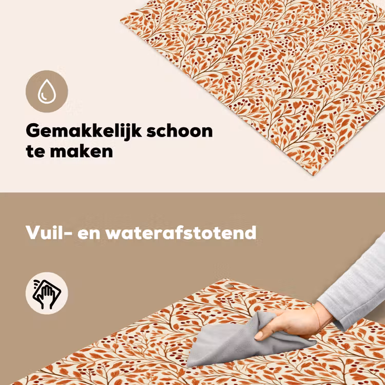 Inductie beschermer en spatscherm (2in1) - Bladeren - Botanisch - Terracotta — 5