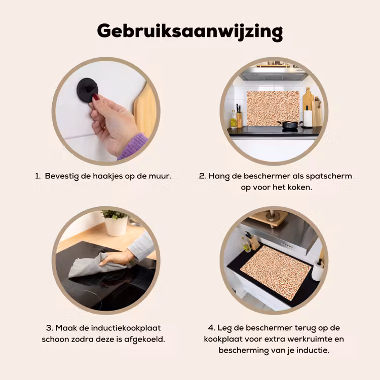 Inductie beschermer en spatscherm (2in1) - Bladeren - Botanisch - Terracotta — 6