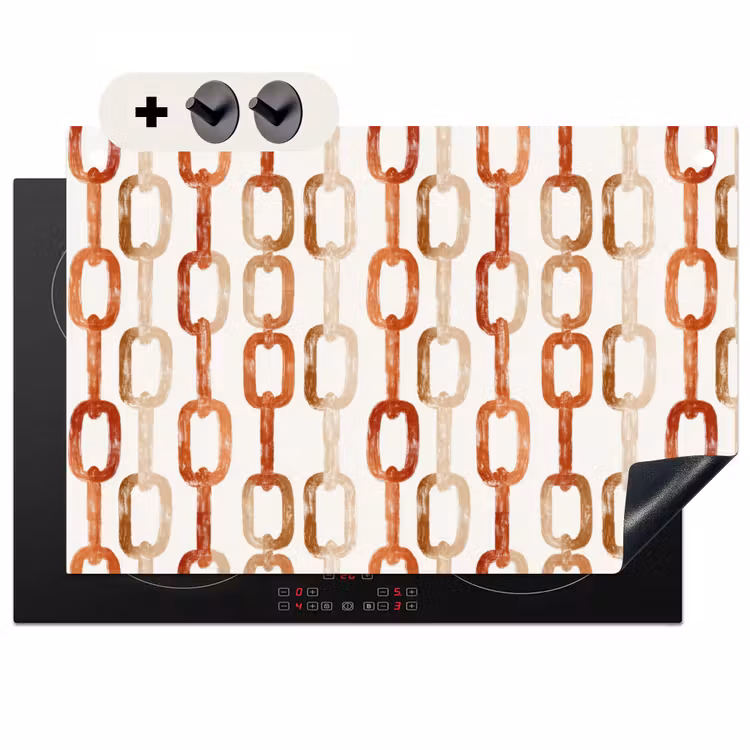 Inductie beschermer en spatscherm (2in1) - Schakels - Patroon - Aquarel - Terracotta — 1
