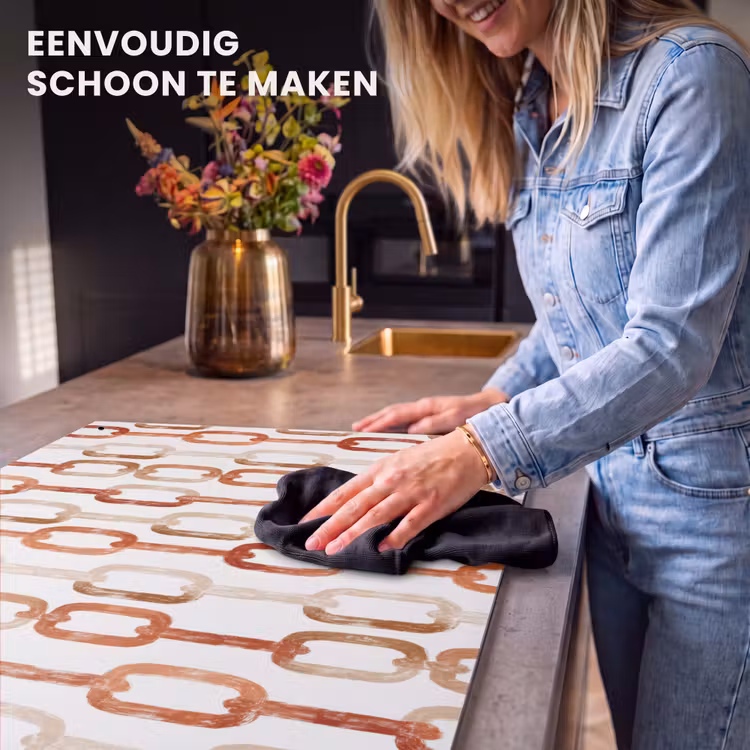 Inductie beschermer en spatscherm (2in1) - Schakels - Patroon - Aquarel - Terracotta — 5