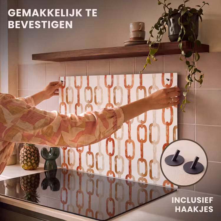 Inductie beschermer en spatscherm (2in1) - Schakels - Patroon - Aquarel - Terracotta — 7