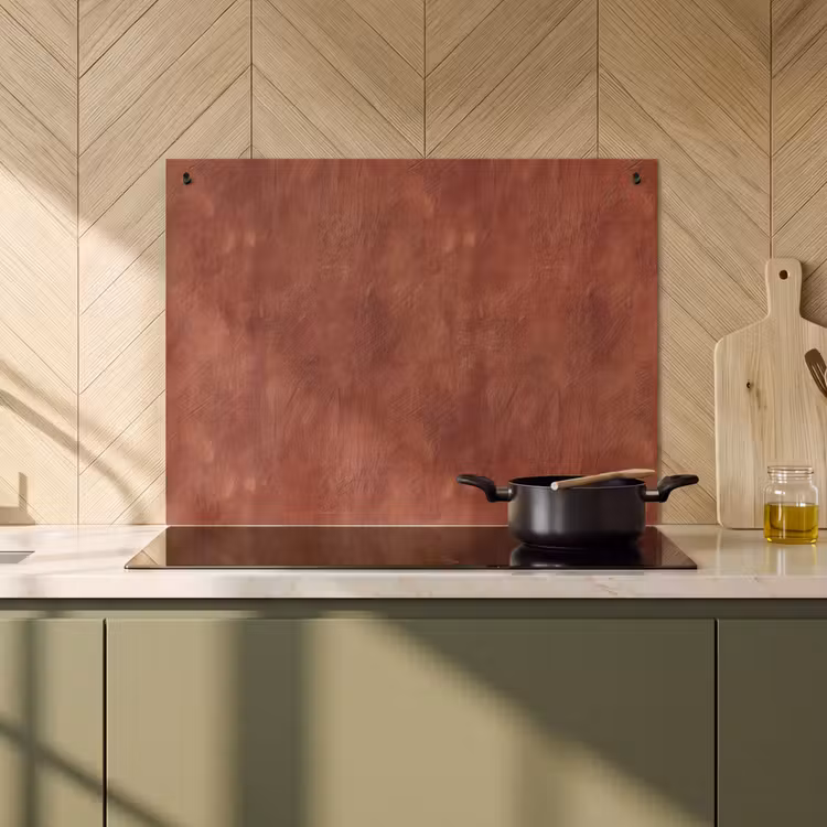 Inductie beschermer en spatscherm (2in1) - Stucwerk - Textuur - Terracotta — 2