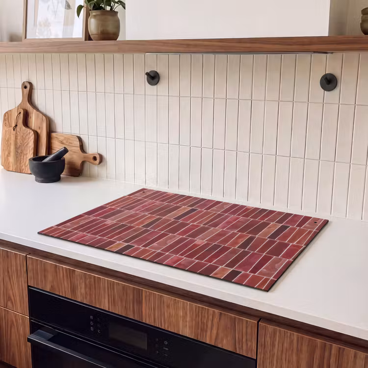 Inductie beschermer en spatscherm (2in1) - Tegels - Modern - Structuur - Dieprood — 3