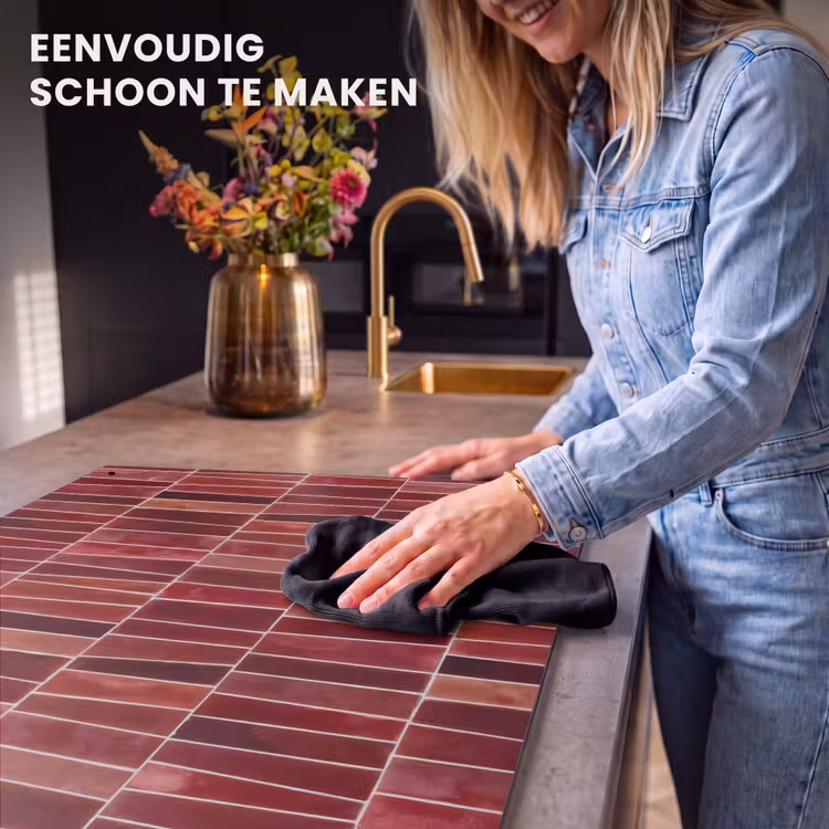 Inductie beschermer en spatscherm (2in1) - Tegels - Modern - Structuur - Dieprood — 5