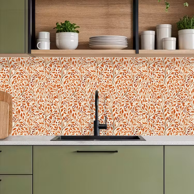Keuken achterwand - Bladeren - Botanisch - Terracotta — 5