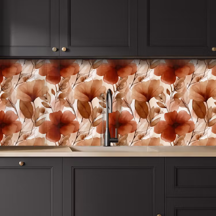 Keuken achterwand - Bloemen - Aquarel - Botanisch - Terracotta — 6