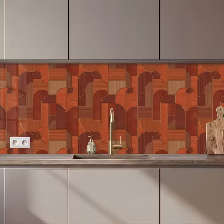 Keuken achterwand - Geometrisch - Abstract - Textuur - Bruin — 1