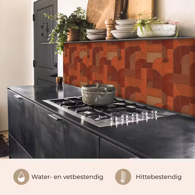 Keuken achterwand - Geometrisch - Abstract - Textuur - Bruin — 3