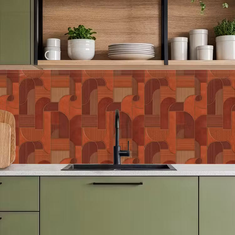 Keuken achterwand - Geometrisch - Abstract - Textuur - Bruin — 5