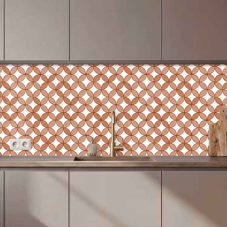 Keuken achterwand - Geometrisch - Cirkels - Modern - Terracotta — 1