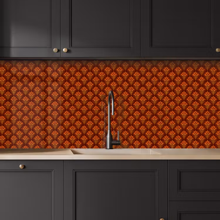 Keuken achterwand - Waaiers - Art Deco - Botanisch - Roestbruin - Oranje — 6