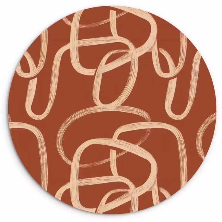 Muurcirkel - Lijnen - Abstract - Organisch - Terracotta - Crème — 1