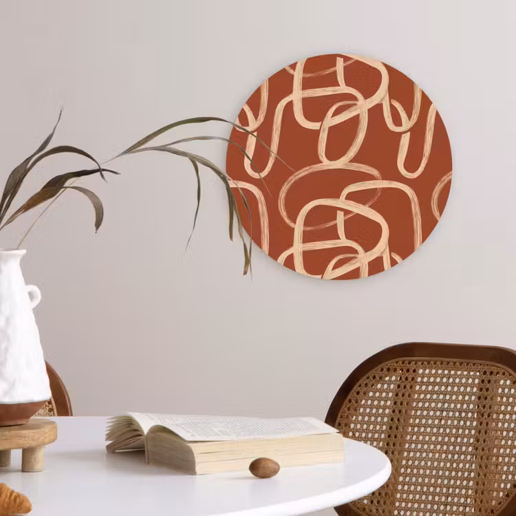 Muurcirkel - Lijnen - Abstract - Organisch - Terracotta - Crème — 4