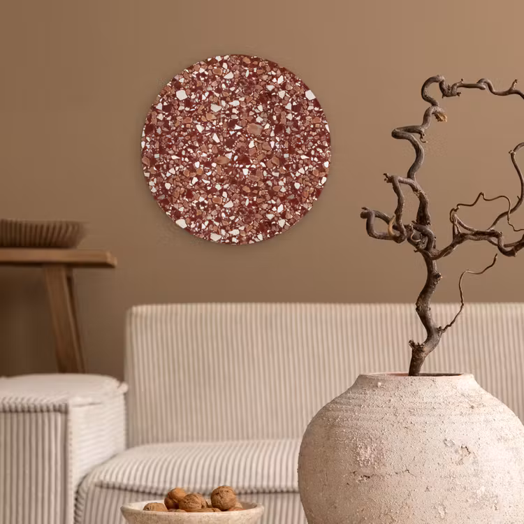Muurcirkel - Terrazzo - Patroon - Steentextuur - Roodbruin — 2