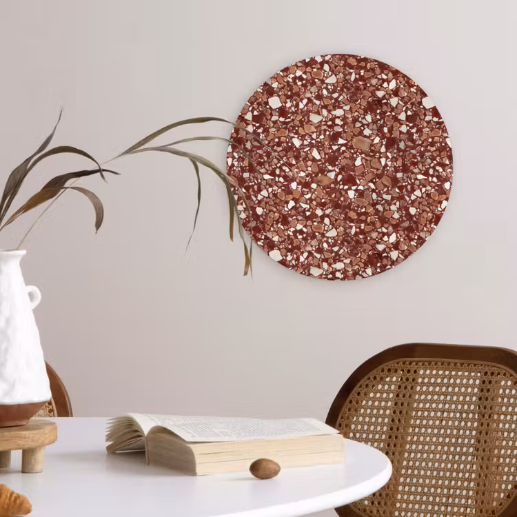 Muurcirkel - Terrazzo - Patroon - Steentextuur - Roodbruin — 4