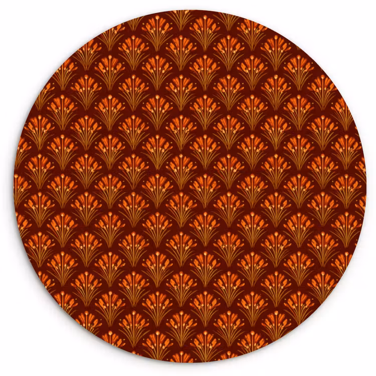 Muurcirkel - Waaiers - Art Deco - Botanisch - Roestbruin - Oranje — 1