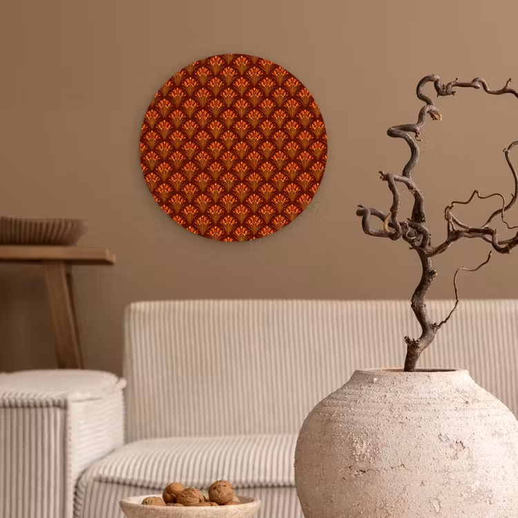 Muurcirkel - Waaiers - Art Deco - Botanisch - Roestbruin - Oranje — 2