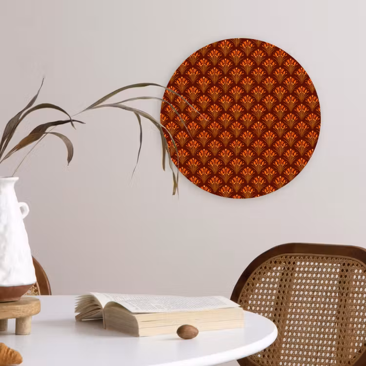Muurcirkel - Waaiers - Art Deco - Botanisch - Roestbruin - Oranje — 4