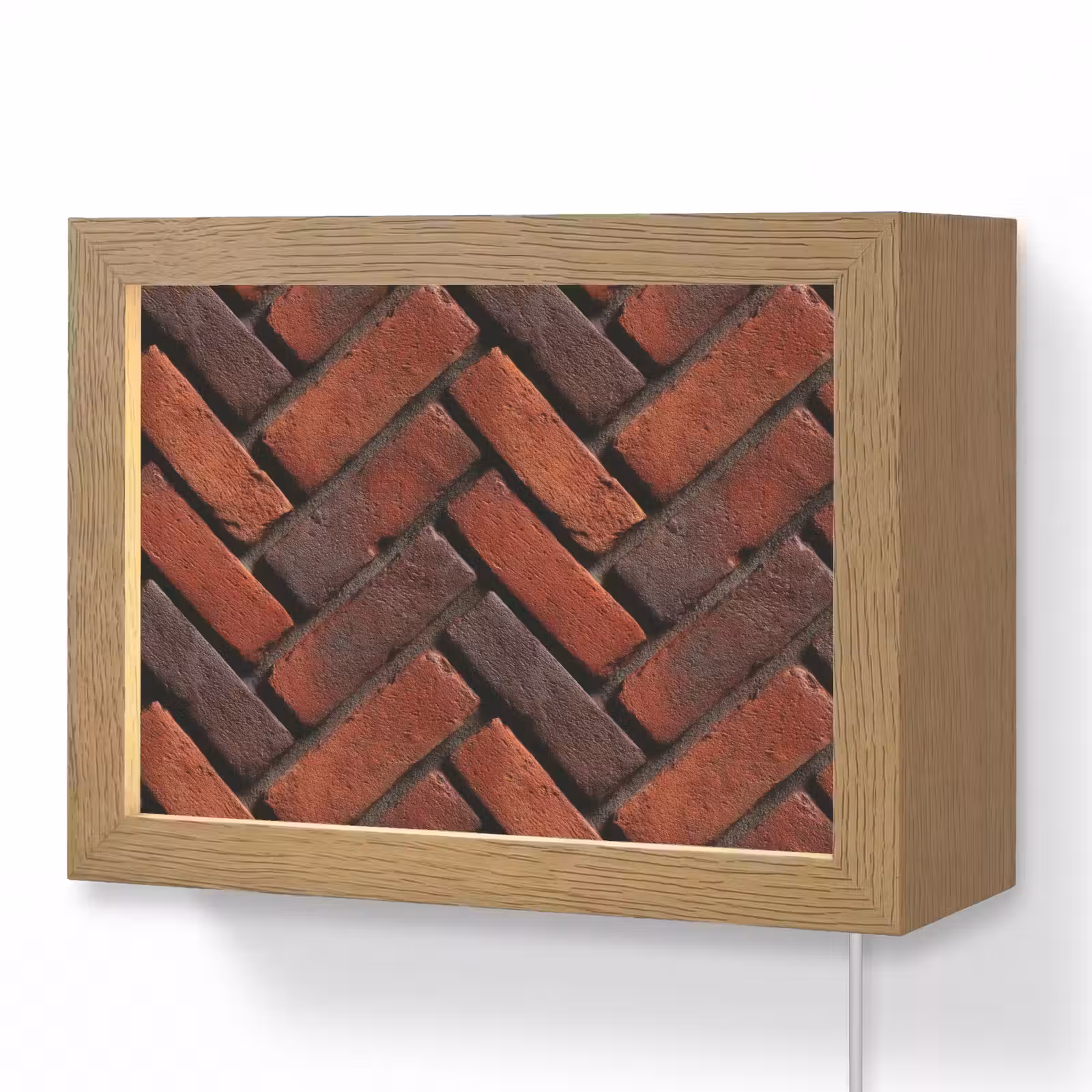 Lightbox - Wandlamp - Bakstenen - Visgraat - Structuur - Roodbruin — 1