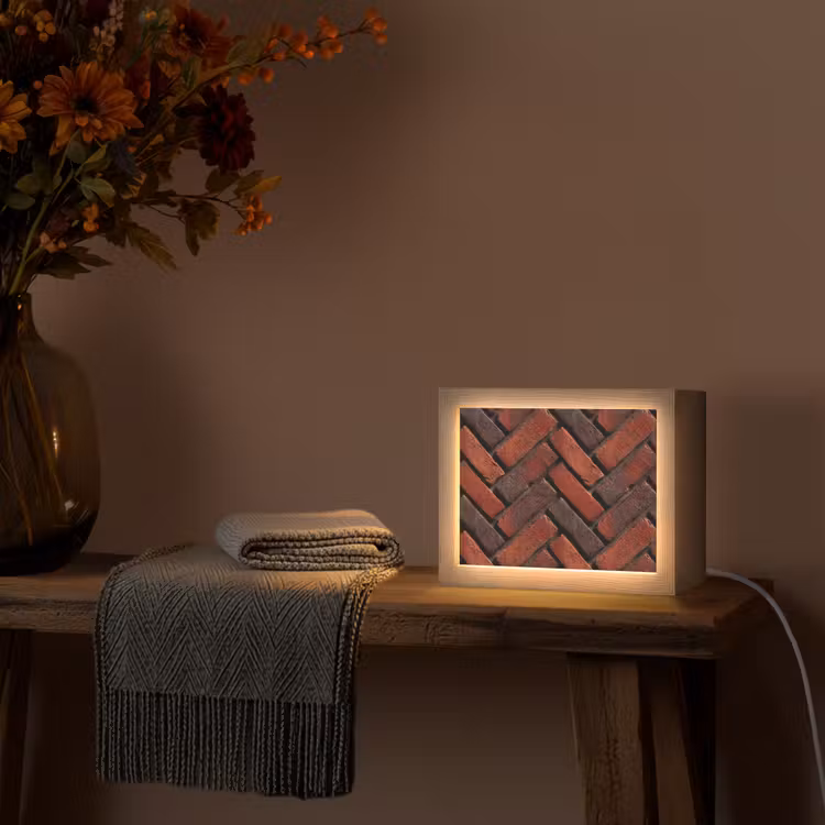 Lightbox - Wandlamp - Bakstenen - Visgraat - Structuur - Roodbruin — 5