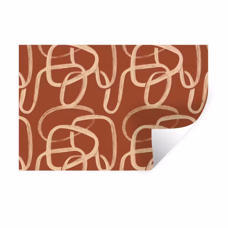 Muursticker - Lijnen - Abstract - Organisch - Terracotta - Crème — 1