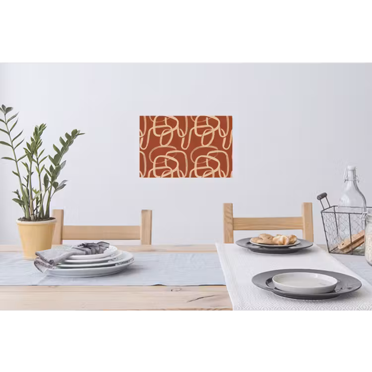 Muursticker - Lijnen - Abstract - Organisch - Terracotta - Crème — 3