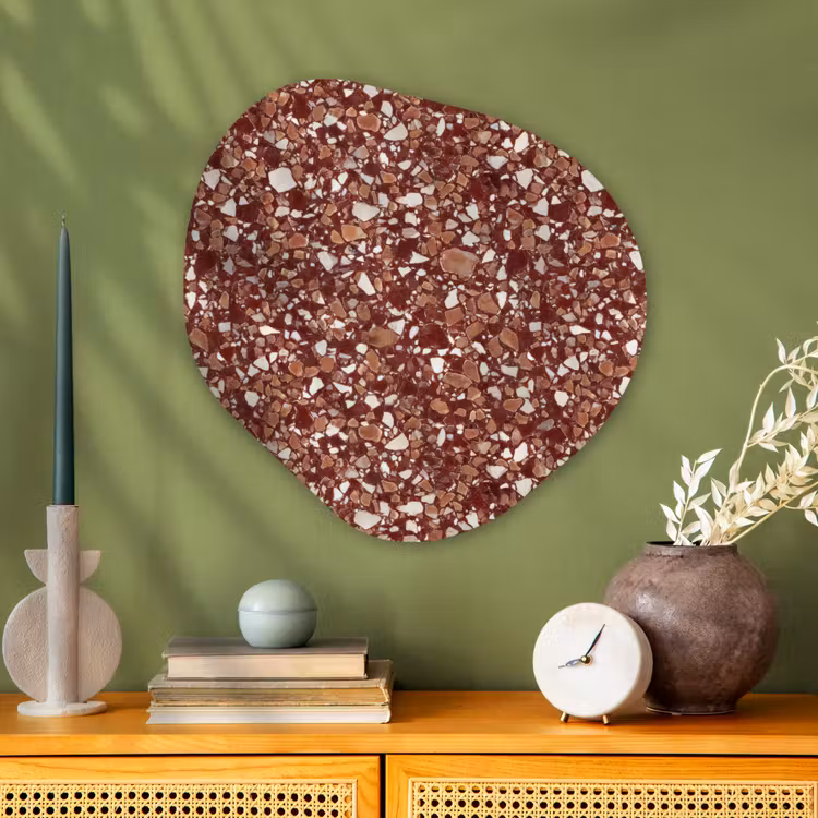Organische schilderij - Aluminium - Terrazzo - Patroon - Steentextuur - Roodbruin — 2