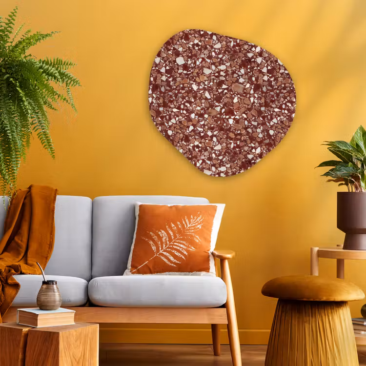 Organische schilderij - Aluminium - Terrazzo - Patroon - Steentextuur - Roodbruin — 3