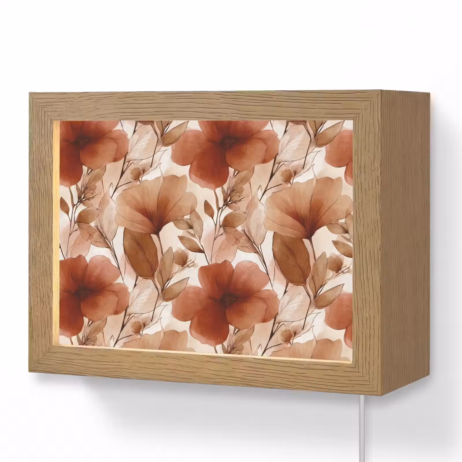 Lightbox - Wandlamp - Bloemen - Aquarel - Botanisch - Terracotta — 1