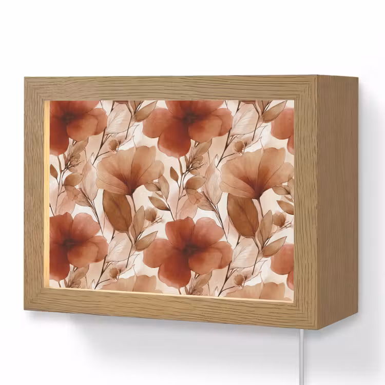 Lightbox - Wandlamp - Bloemen - Aquarel - Botanisch - Terracotta — 1