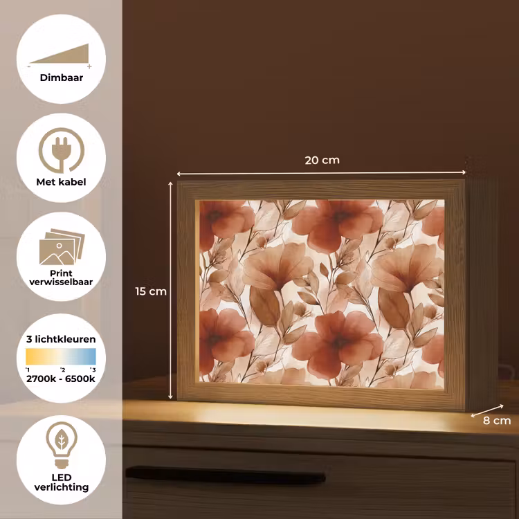 Lightbox - Wandlamp - Bloemen - Aquarel - Botanisch - Terracotta — 9