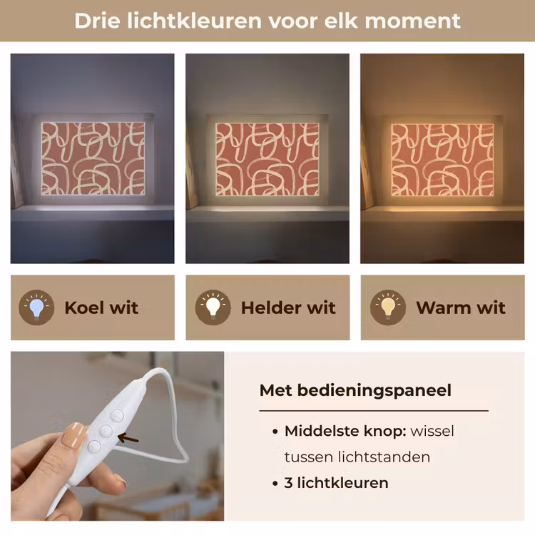 Lightbox - Wandlamp - Lijnen - Abstract - Organisch - Terracotta - Crème — 7